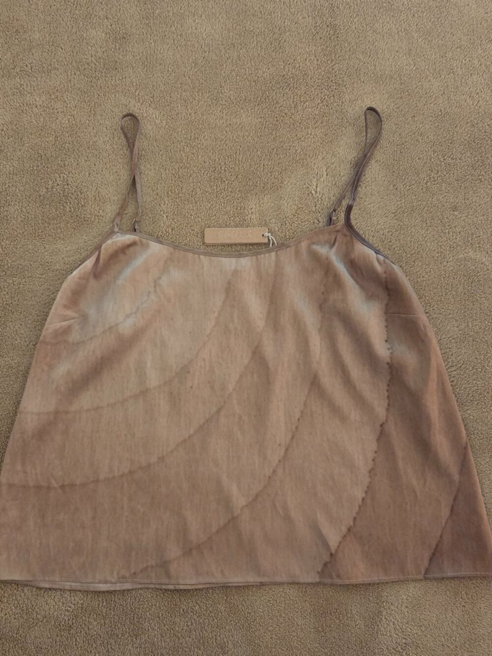 NWT Skims Sleep Cami Top 95% Silk Satin Size L Stretch Nude Print Tan APTNK0488